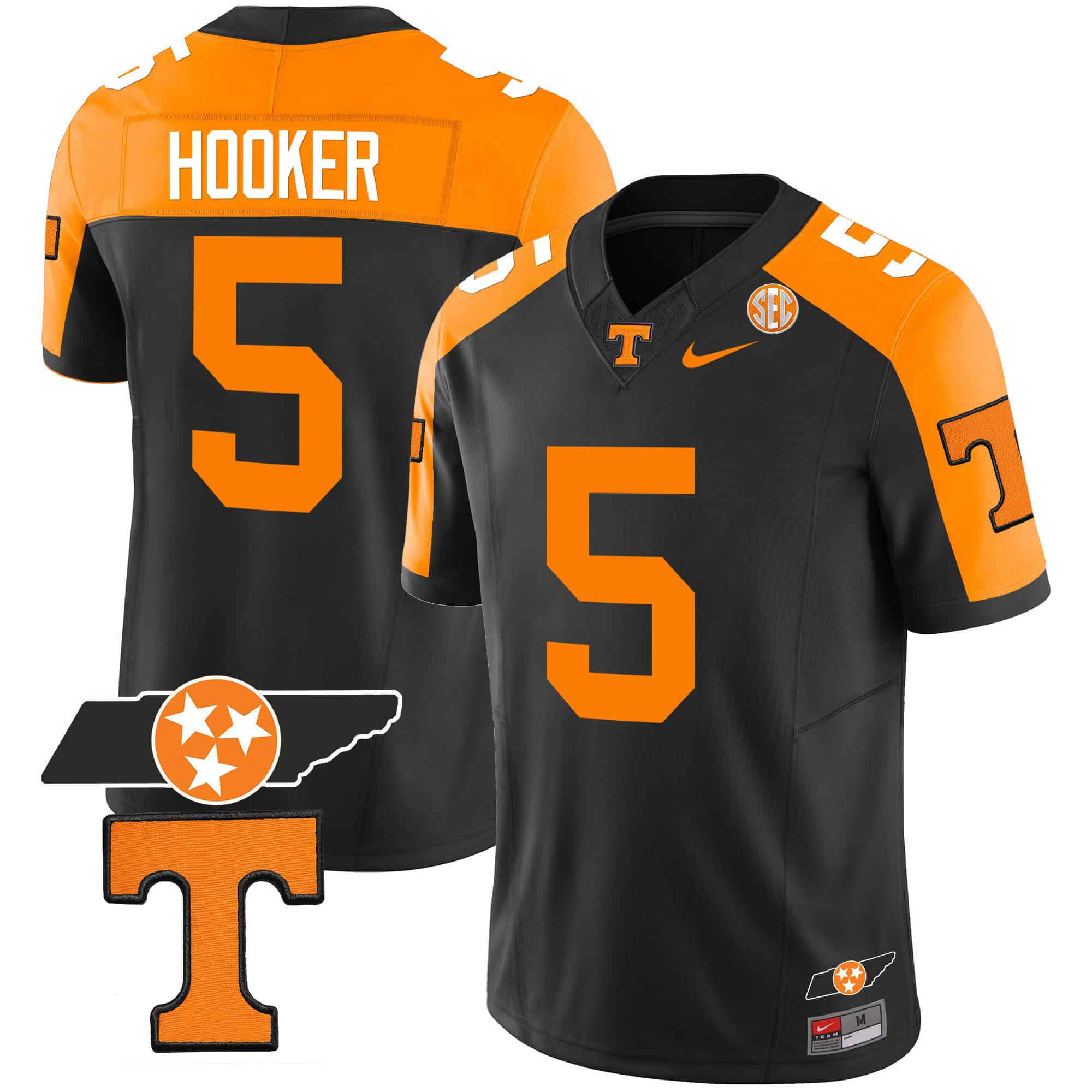 Men Tennessee Volunteers #5 Hooker Black 2024 Nike Checkerboard & Alternate NCAA Jersey style 2->ncaa teams->NCAA Jersey